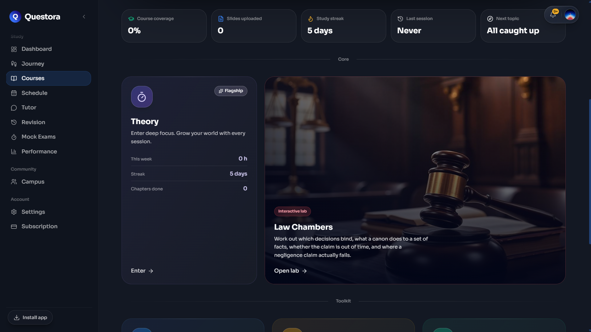 A course — One course, with the theory, the lab and the toolkit that course opened.